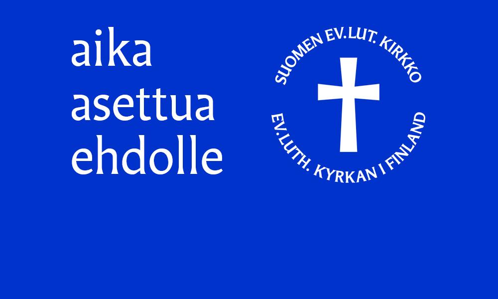 Seurakuntavaalien mainos. Teksti: Aika, asettua, ehdolle.