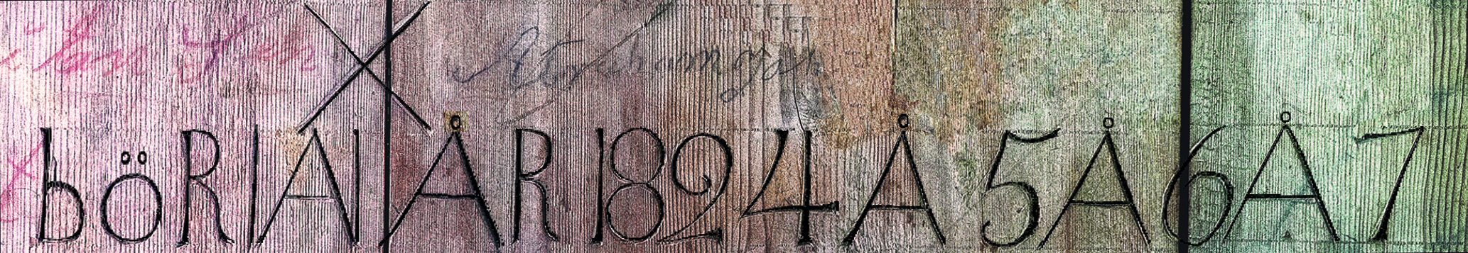 Kaiverrus, jossa lukee börjat år 1824, Å5Å6Å7.